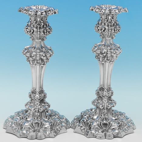 Antique Sterling Silver Candlesticks - S.C. Younge Hallmarked In 1821 Sheffield - Georgian - Image 1