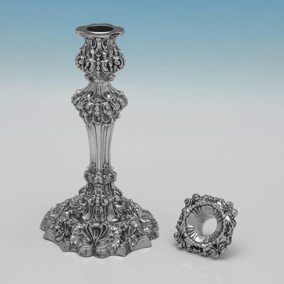 Antique Sterling Silver Pair of Candlesticks - S. C. Younge & Co., hallmarked in 1821 Sheffield - George IV - Image 3