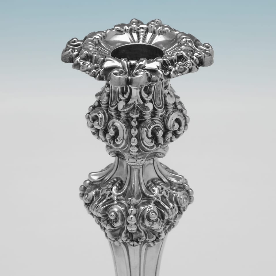 Antique Sterling Silver Pair of Candlesticks - S. C. Younge & Co., hallmarked in 1821 Sheffield - George IV - Image 4
