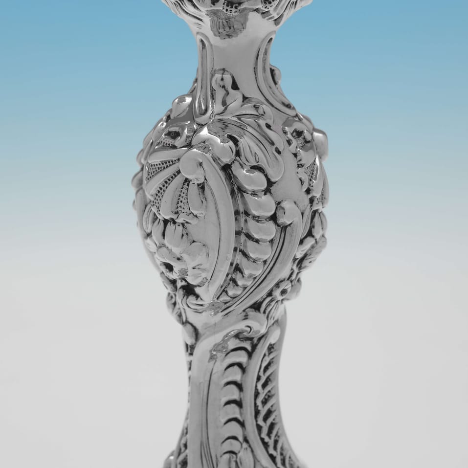 Antique Sterling Silver Pair of Candlesticks - Kirkby Waterhouse & Co., hallmarked in 1816 Sheffield - Regency - Image 5