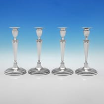 Antique Old Sheffield Plate Set of 4 Candlesticks - made circa 1790 - George III - Thumbnail 1