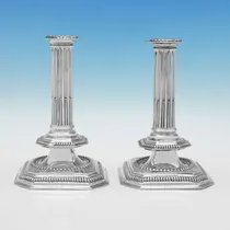 Antique Sterling Silver Pair of Candlesticks - Thomas Allen, hallmarked in 1693 London - William & Mary - Thumbnail 1