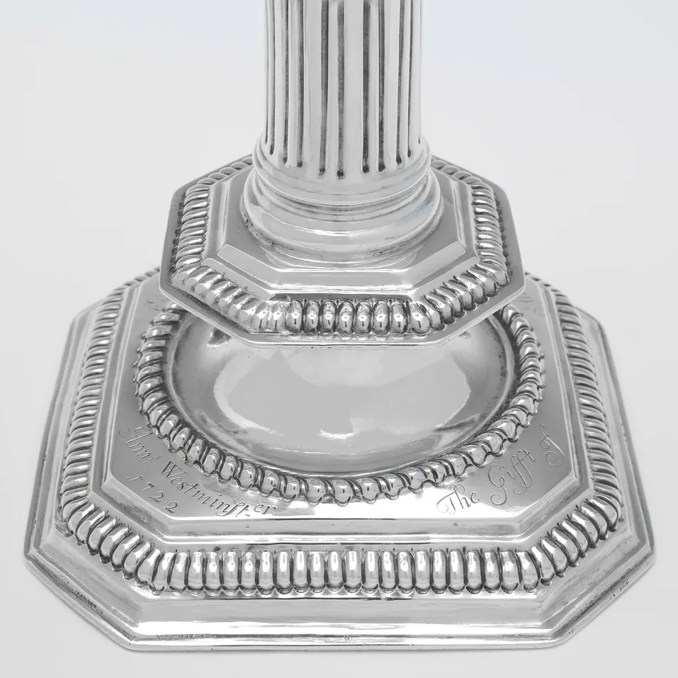 Antique Sterling Silver Pair of Candlesticks - Thomas Allen, hallmarked in 1693 London - William & Mary - Image 4