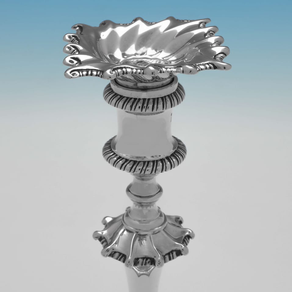 Antique Sterling Silver Pair of Candlesticks - Elizabeth Cooke, hallmarked in 1763 London - George III - Image 5