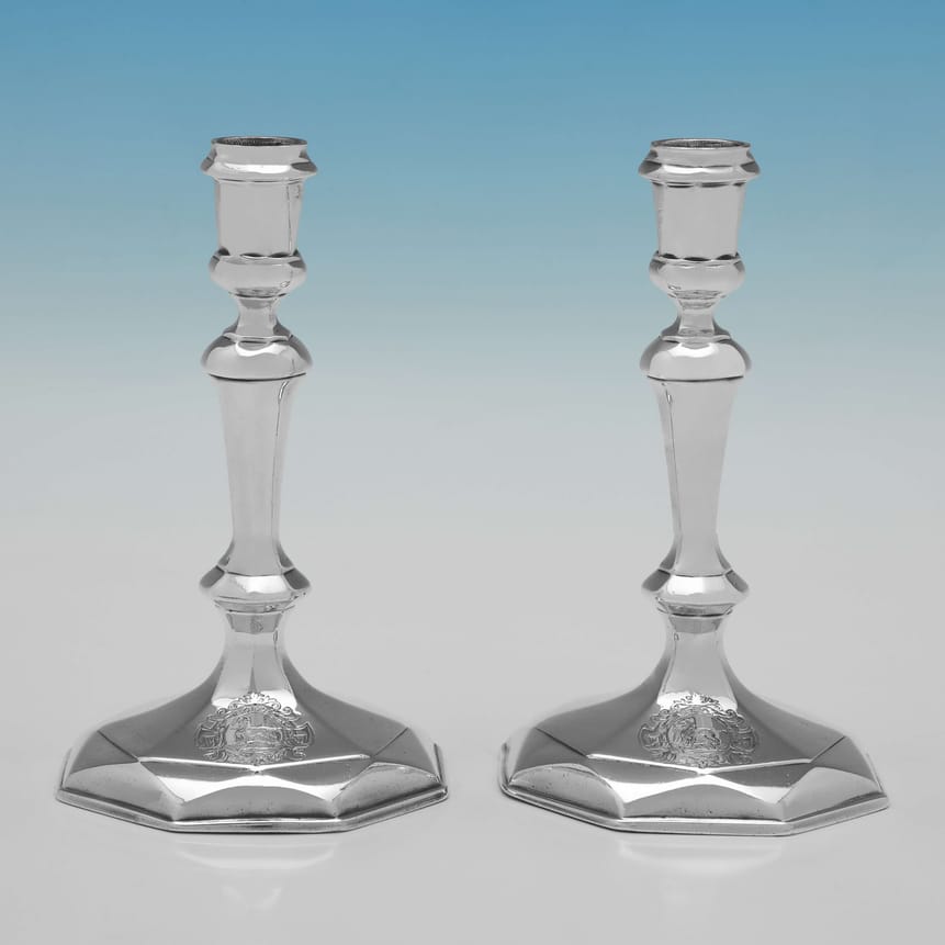 Antique Britannia Standard Silver Candlesticks - George Boothby Hallmarked In 1720 London - George I - Image 1