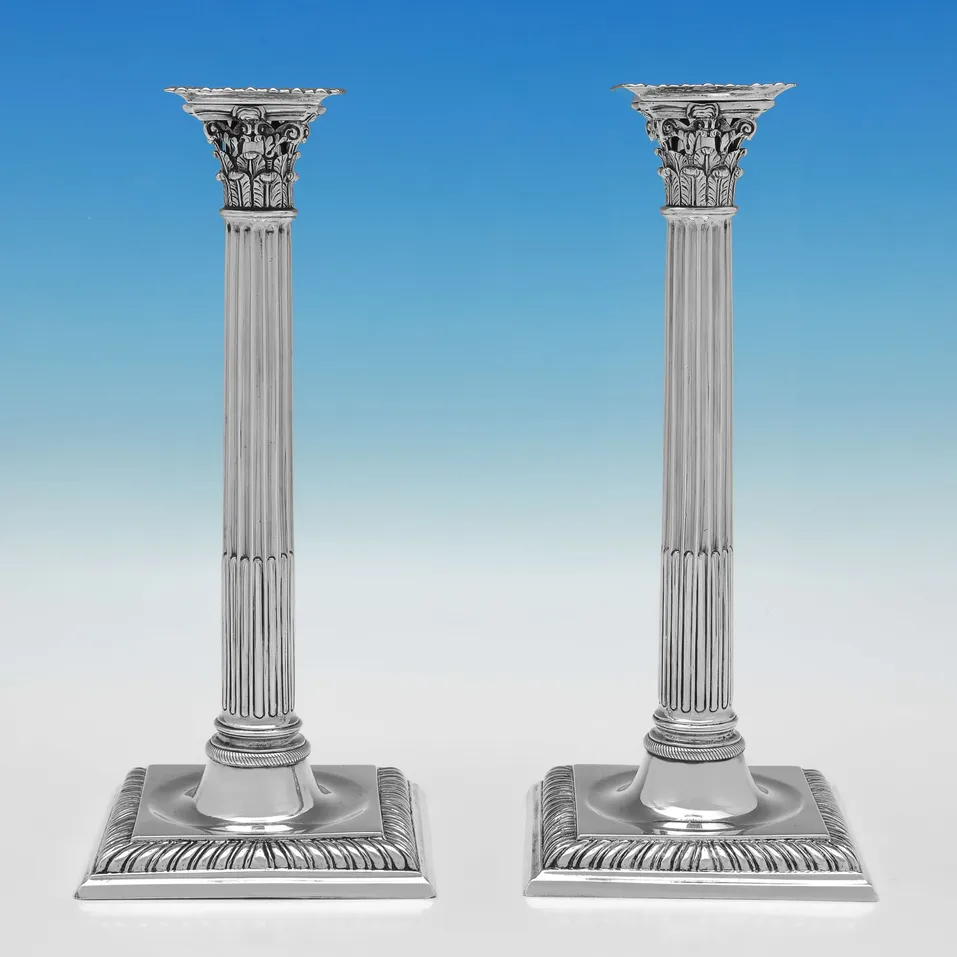 Antique Sterling Silver Pair of Candlesticks - William Cafe, hallmarked in 1758 London - George II