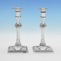 Antique Sterling Silver Pair of Cast Candlesticks - Gibson & Langman, hallmarked in 1898 London - Victorian - Thumbnail 1