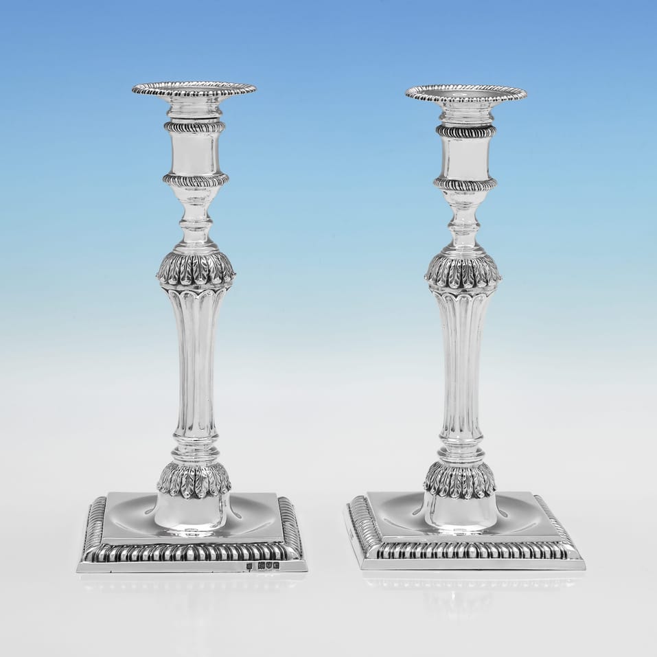 Antique Sterling Silver Pair of Cast Candlesticks - Gibson & Langman, hallmarked in 1898 London - Victorian