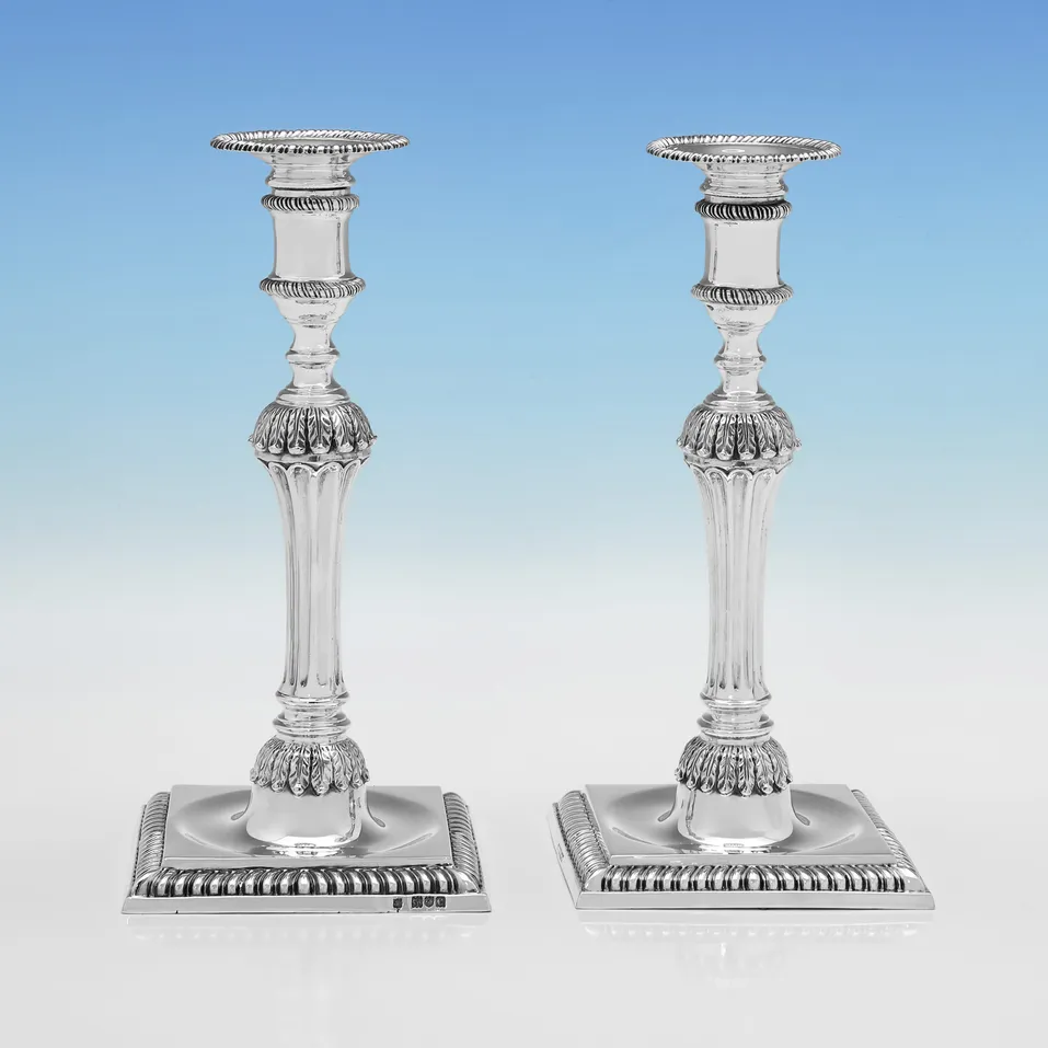 Antique Sterling Silver Pair of Cast Candlesticks - Gibson & Langman, hallmarked in 1898 London - Victorian