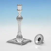 Antique Sterling Silver Pair of Cast Candlesticks - Gibson & Langman, hallmarked in 1898 London - Victorian - Thumbnail 3