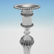 Antique Sterling Silver Pair of Cast Candlesticks - Gibson & Langman, hallmarked in 1898 London - Victorian - Thumbnail 4