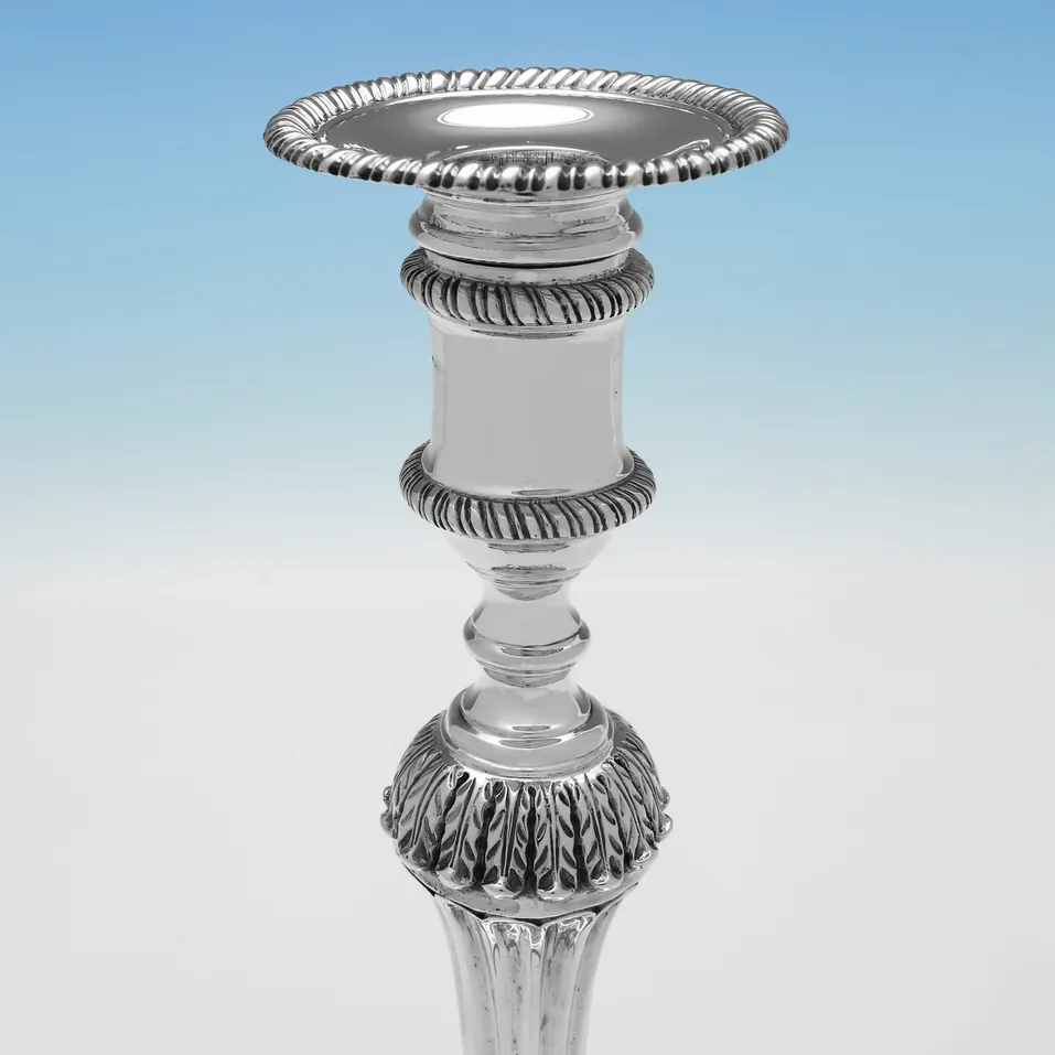Antique Sterling Silver Pair of Cast Candlesticks - Gibson & Langman, hallmarked in 1898 London - Victorian - Image 4