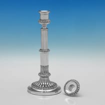 Antique Sterling Silver Pair of Telescopic Candlesticks - John Roberts & Co., hallmarked in 1814 Sheffield - Regency - Thumbnail 4