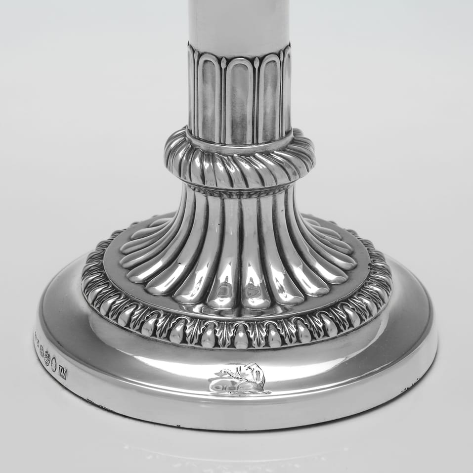 Antique Sterling Silver Pair of Telescopic Candlesticks - John Roberts & Co., hallmarked in 1814 Sheffield - Regency - Image 6