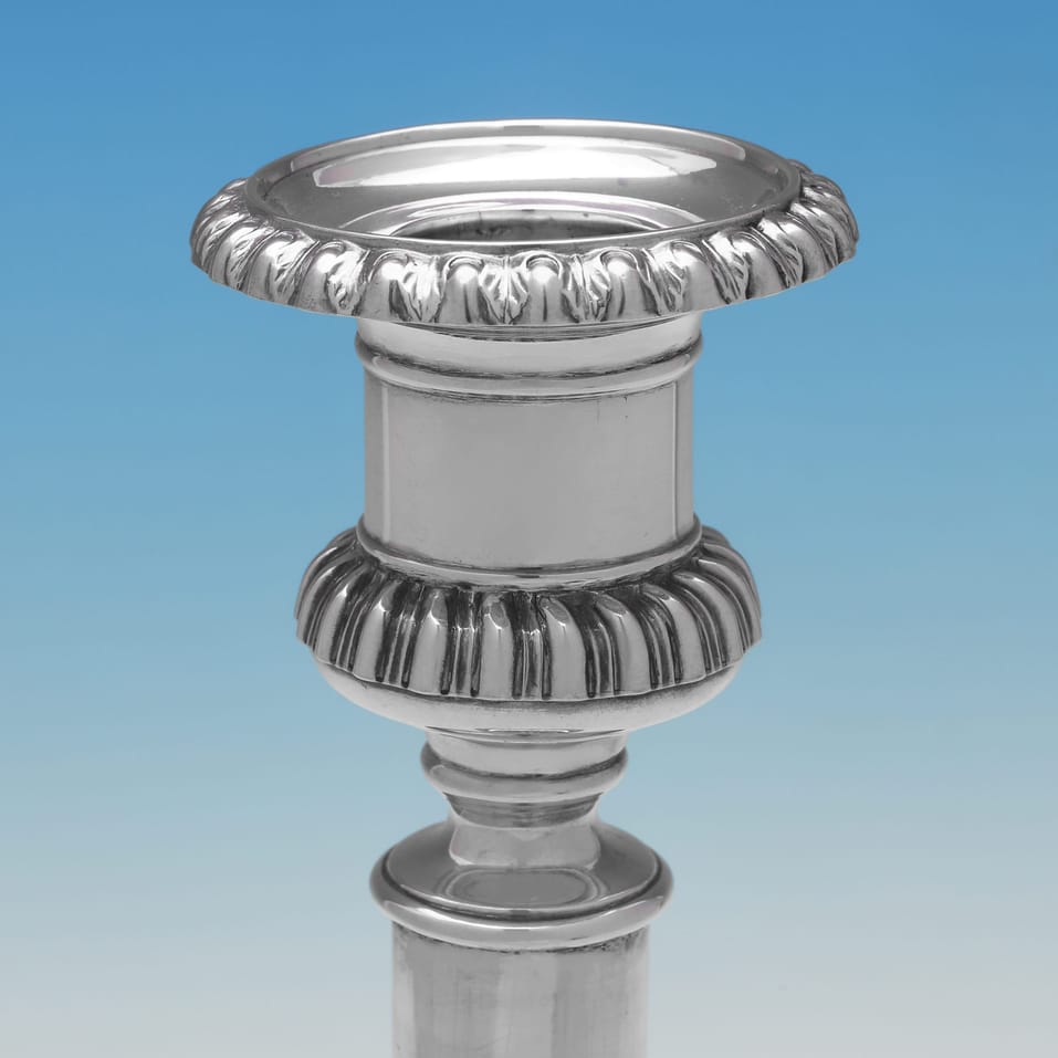 Antique Sterling Silver Pair of Telescopic Candlesticks - John Roberts & Co., hallmarked in 1814 Sheffield - Regency - Image 7