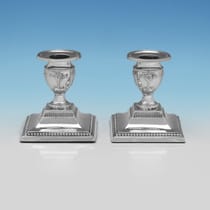 Antique Sterling Silver Pair of Candlesticks - Fordham & Faulkner, hallmarked in 1905 Sheffield - Edwardian - Thumbnail 1