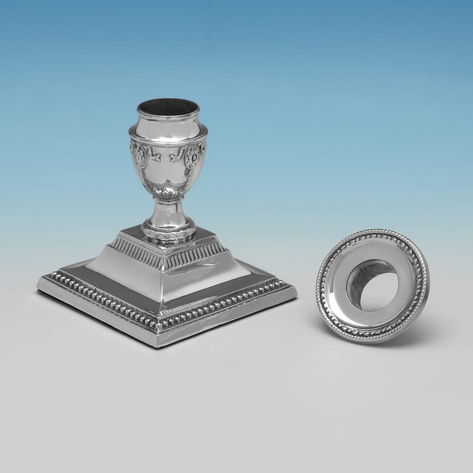 Antique Sterling Silver Pair of Candlesticks - Fordham & Faulkner, hallmarked in 1905 Sheffield - Edwardian - Image 3