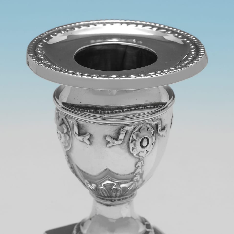 Antique Sterling Silver Pair of Candlesticks - Fordham & Faulkner, hallmarked in 1905 Sheffield - Edwardian - Image 4