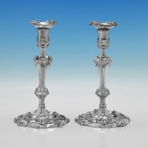 Antique Sterling Silver Pair of Candlesticks - William Fountain, hallmarked in 1811 London - George III - Thumbnail 1