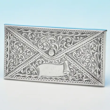 Antique Sterling Silver Card Case - Adie & Lovekin, hallmarked in 1904 Birmingham - Edwardian