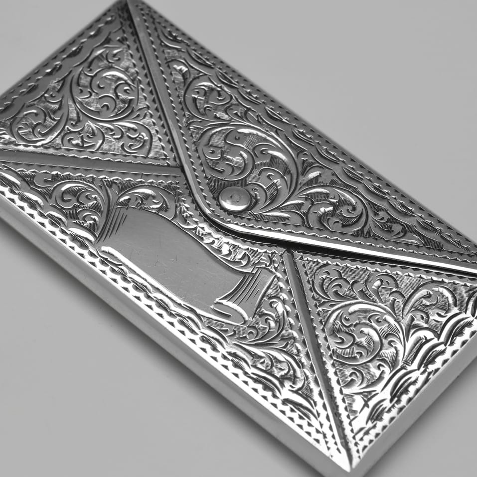Antique Sterling Silver Card Case - Adie & Lovekin, hallmarked in 1904 Birmingham - Edwardian - Image 4