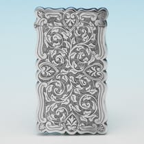 Antique Sterling Silver Card Case - Hilliard & Thomason, hallmarked in 1892 Birmingham - Victorian - Thumbnail 2
