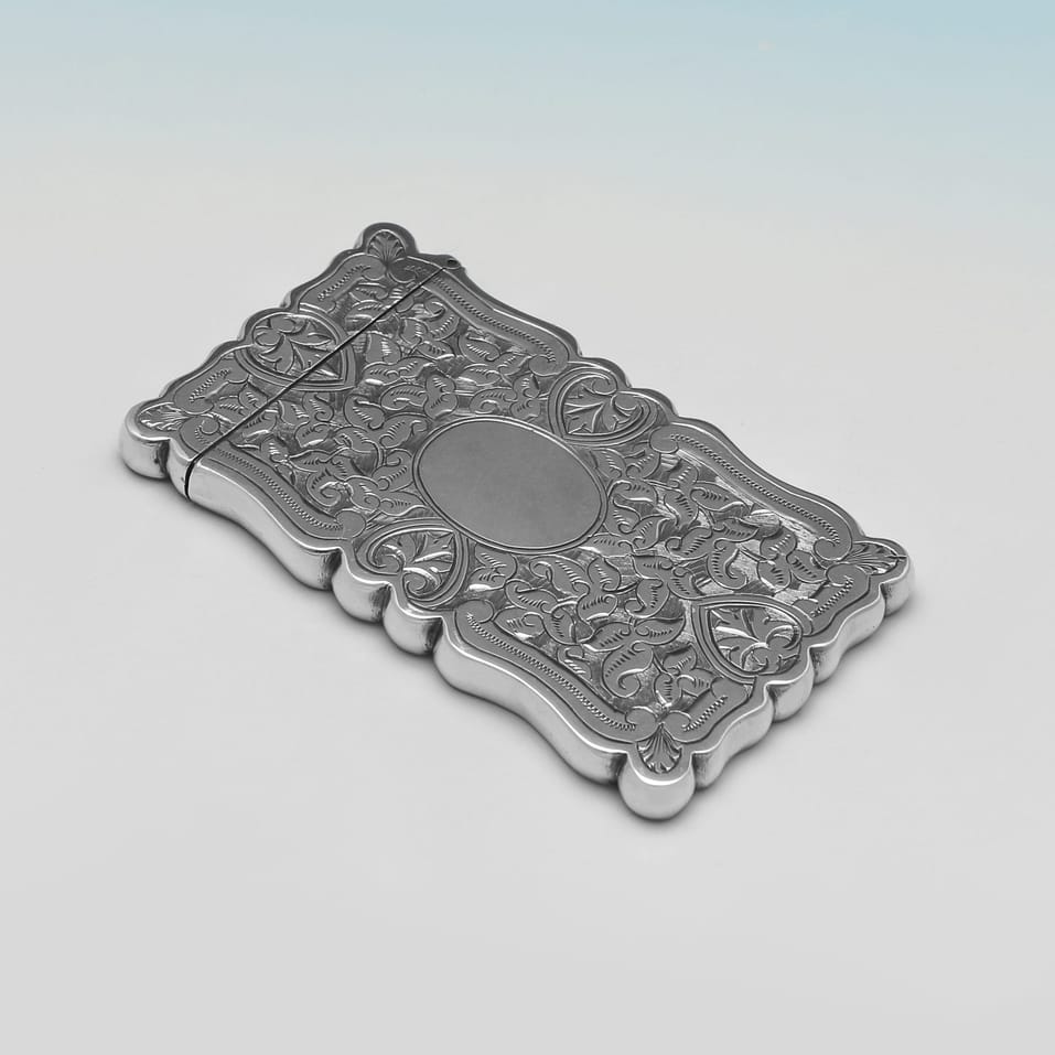 Antique Sterling Silver Card Case - Hilliard & Thomason, hallmarked in 1892 Birmingham - Victorian