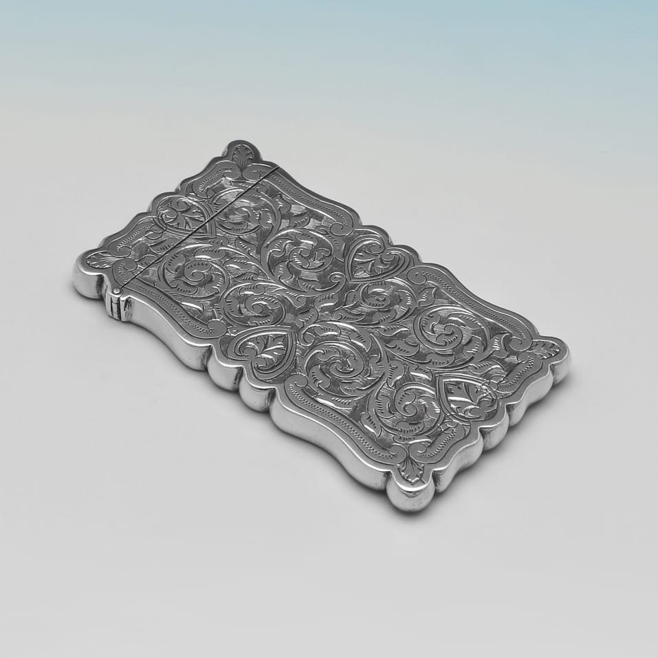 Antique Sterling Silver Card Case - Hilliard & Thomason, hallmarked in 1892 Birmingham - Victorian - Image 2