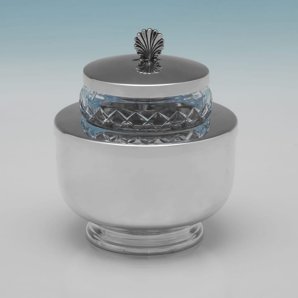 Sterling Silver & Glass Caviar Dish - Asprey & Co. Ltd., hallmarked in 1996 Birmingham - Elizabeth II - Image 1