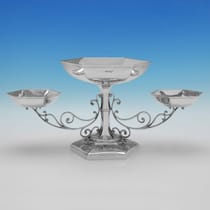 Antique Sterling Silver Centrepiece - Walker & Hall, hallmarked in 1913 Sheffield - George V - Thumbnail 1