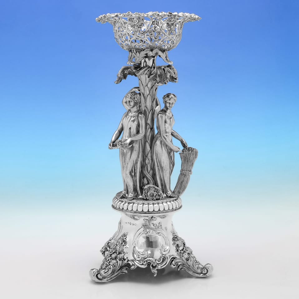 Antique Sterling Silver Centrepiece - John Edward Terry, hallmarked in 1847 London - Victorian - Image 8