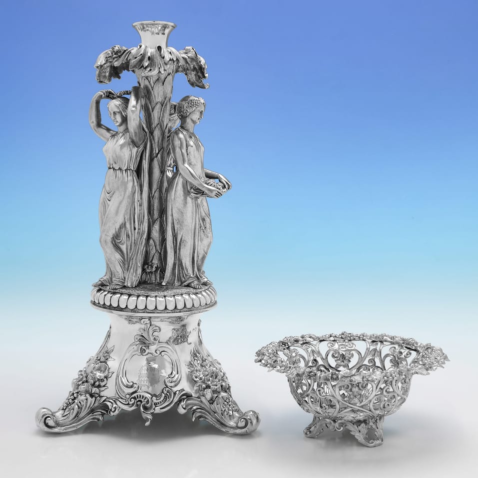 Antique Sterling Silver Centrepiece - John Edward Terry, hallmarked in 1847 London - Victorian - Image 11