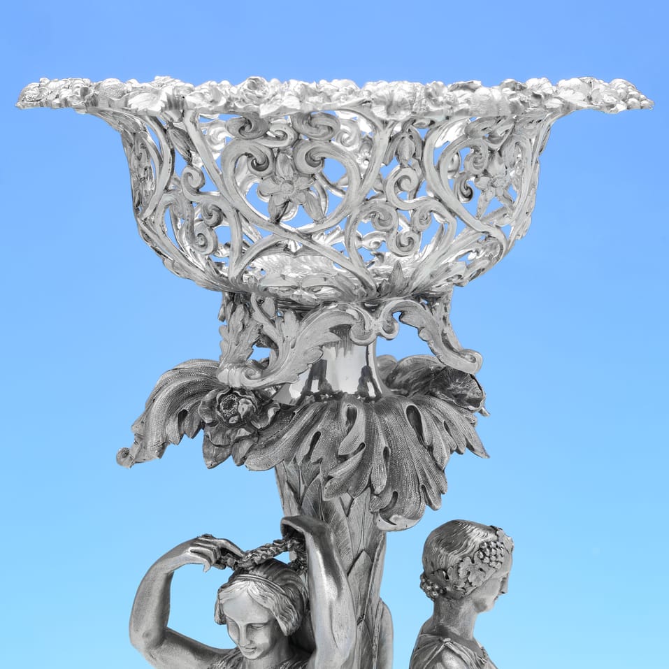 Antique Sterling Silver Centrepiece - John Edward Terry, hallmarked in 1847 London - Victorian - Image 12