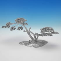 Sterling Silver Suite of Elephants and Tree Candle Holders - Patrick Mavros, made circa 2000 London - Elizabeth II - Thumbnail 7