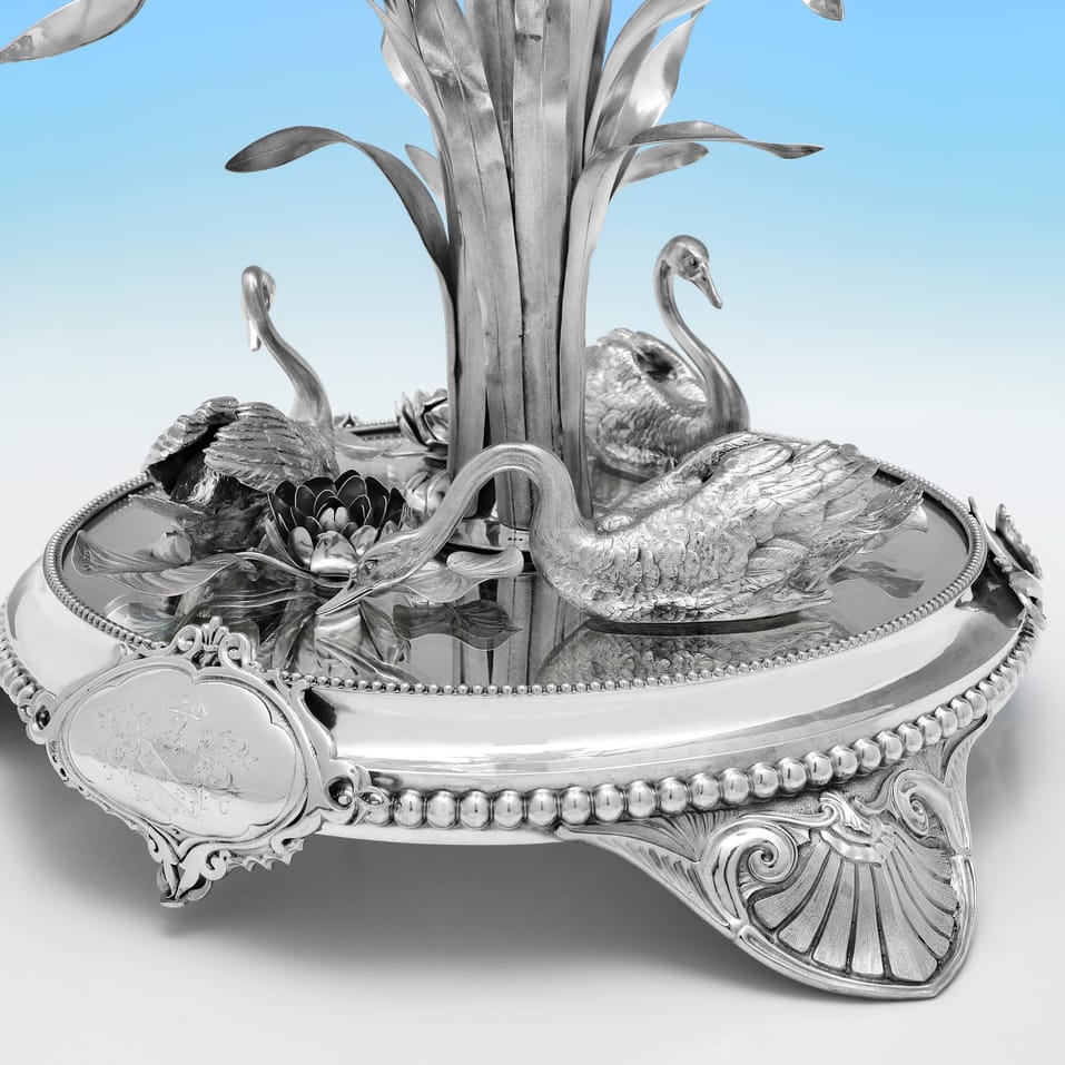 Antique Sterling Silver Centrepiece - George Richards & Elkington & Co., hallmarked in 1850 London - Victorian - Image 7
