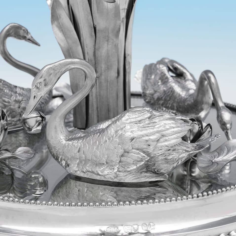 Antique Sterling Silver Centrepiece - George Richards & Elkington & Co., hallmarked in 1850 London - Victorian - Image 9