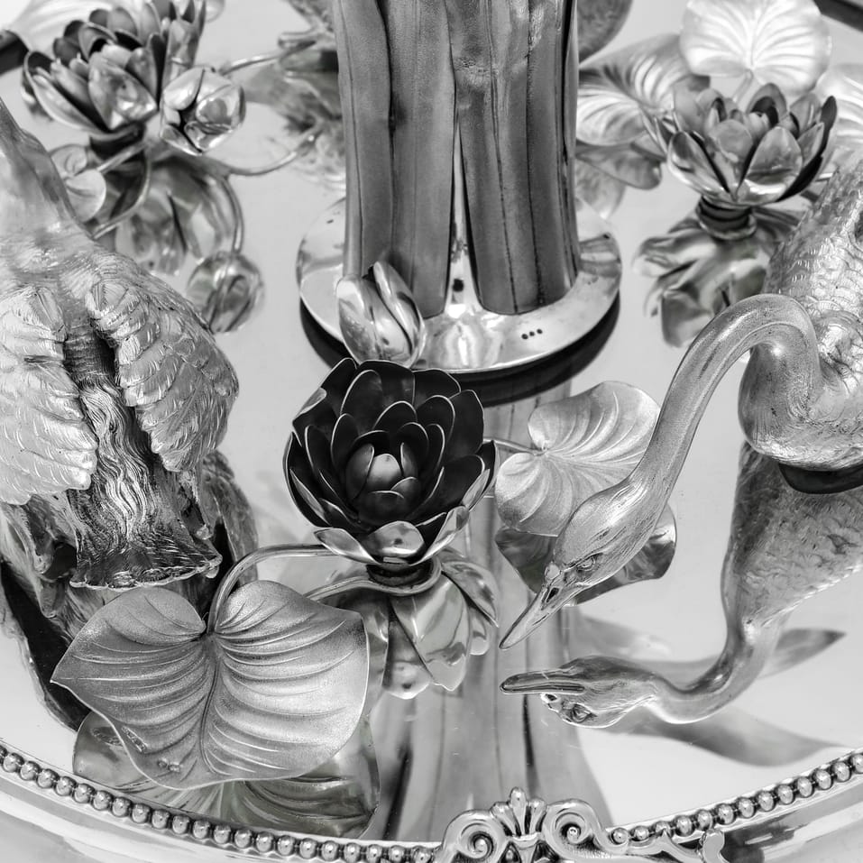 Antique Sterling Silver Centrepiece - George Richards & Elkington & Co., hallmarked in 1850 London - Victorian - Image 11