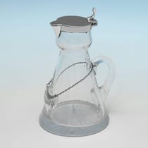 Antique Sterling Silver & Glass Chota Peg - Alexander Clark & Co. Ltd., hallmarked in 1921 Birmingham - George V - Thumbnail 1