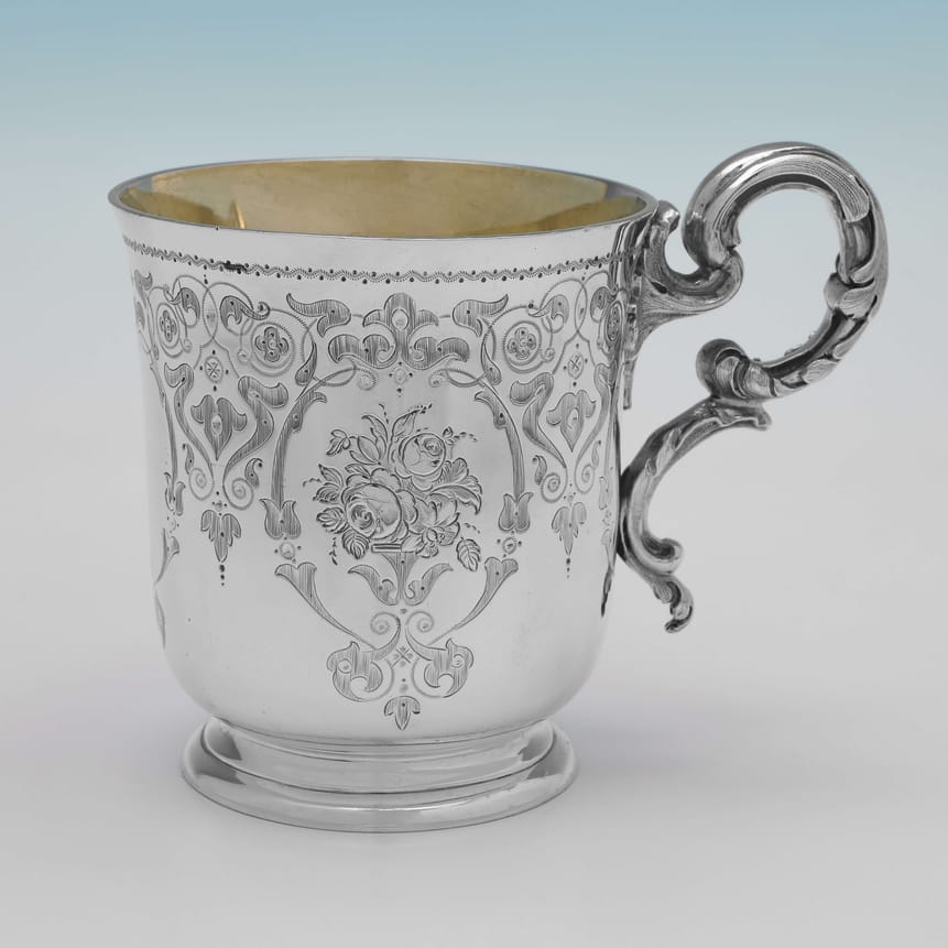 Antique Sterling Silver Mugs - Edward Kerr Reid Hallmarked In 1863 London - Victorian - Image 1