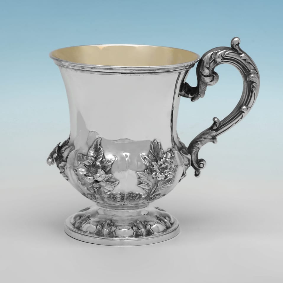 Antique Sterling Silver Christening Mug - Barnard Brothers, hallmarked in 1842 London - Victorian