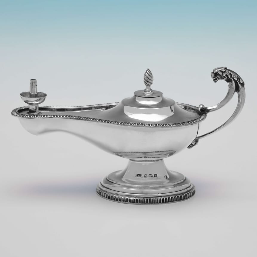 Antique Sterling Silver Lamp - John Collard Vickery Hallmarked In 1920 Birmingham - George V - Image 1