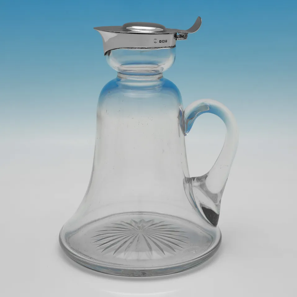 Antique Sterling Silver 'Chotta Peg' Claret Jug - William Hutton & Sons, hallmarked in 1910 Birmingham - George V