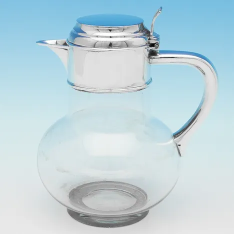 Antique Sterling Silver & Glass Claret Jug - Richard Hodd & Son, hallmarked in 1879 London - Victorian