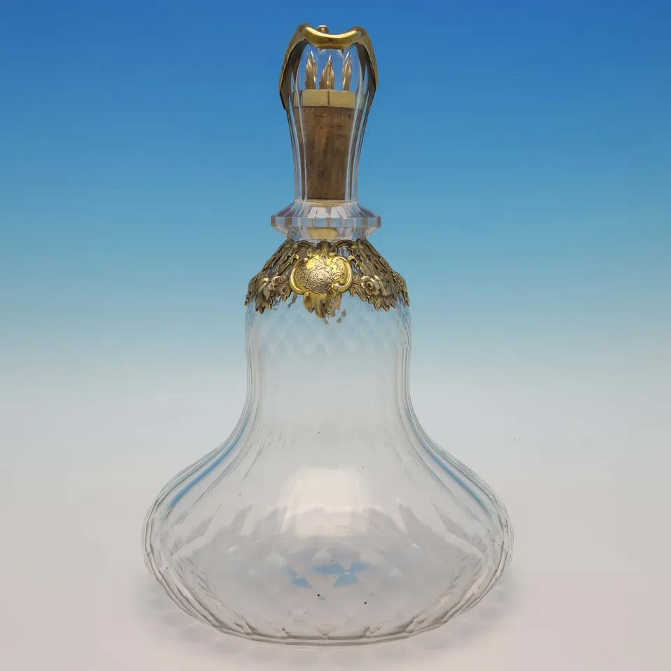 Antique Sterling Silver & Glass Ships Claret Jug - Charles & George Fox, hallmarked in 1854 London - Victorian - Image 2