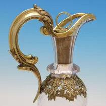 Antique Sterling Silver & Glass Ships Claret Jug - Charles & George Fox, hallmarked in 1854 London - Victorian - Thumbnail 4