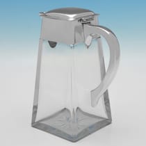 Antique Sterling Silver & Glass Claret Jug - Heath & Middleton, hallmarked in 1906 London - Edwardian - Thumbnail 2