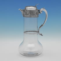 Antique Sterling Silver & Glass Claret Jug - William & George Sissons, hallmarked in 1891 Sheffield - Victorian - Thumbnail 1