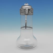 Antique Sterling Silver & Glass Claret Jug - William & George Sissons, hallmarked in 1891 Sheffield - Victorian - Thumbnail 2