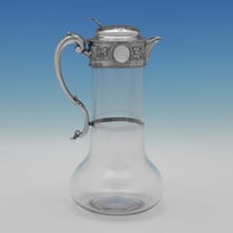 Antique Sterling Silver & Glass Claret Jug - William & George Sissons, hallmarked in 1891 Sheffield - Victorian - Thumbnail 3