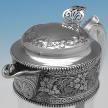 Antique Sterling Silver & Glass Claret Jug - William & George Sissons, hallmarked in 1891 Sheffield - Victorian - Thumbnail 6